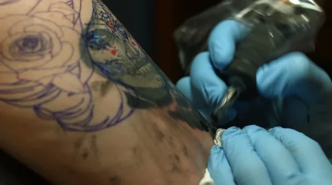 Sugar Skull Tattoo In Progress Stock Footage 54476965