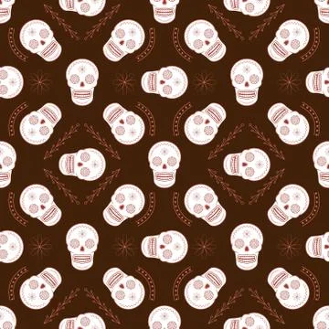 Sugar skull vector seamless pattern Stock Illustration
