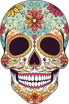 Vintage mexican sugar skull isolated on white background, Stock