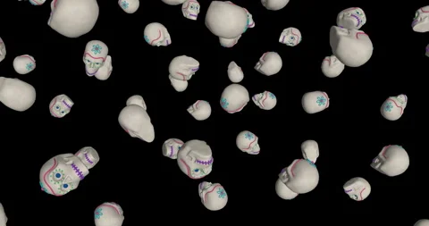 Sugar Skulls falling slow motion Stock Footage 251880786