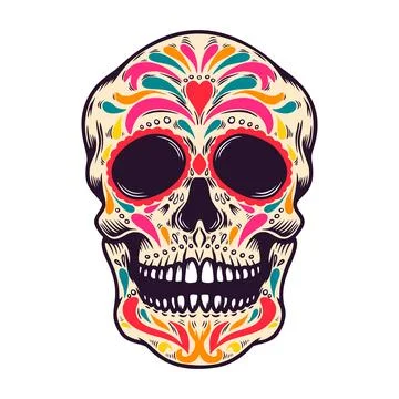 Sugar skulls illustration. Dead day. Dia de los muertos. Design elements fo.. Stock Illustration