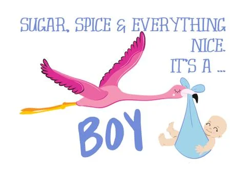 Sugar, Spice and everything nice. It's a Boy. Stock Illustration