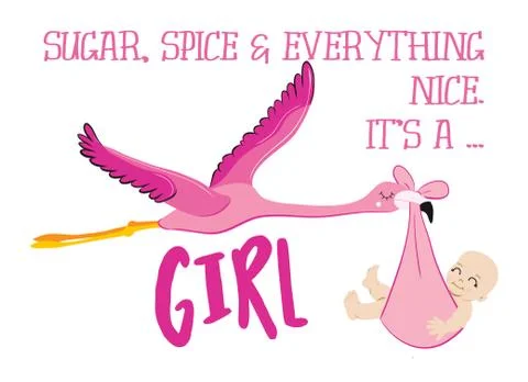 Sugar, Spice and everything nice. It's a girl Stock Illustration