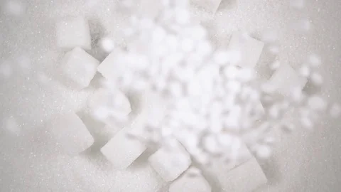 Sugar substitute falls down on sugar, slow motion, top view Video stock 74378009