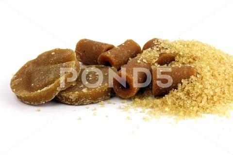Sugar, Sugar solid concentrate, Reed Sugar cubes brown from Sugar cane Stock Photos