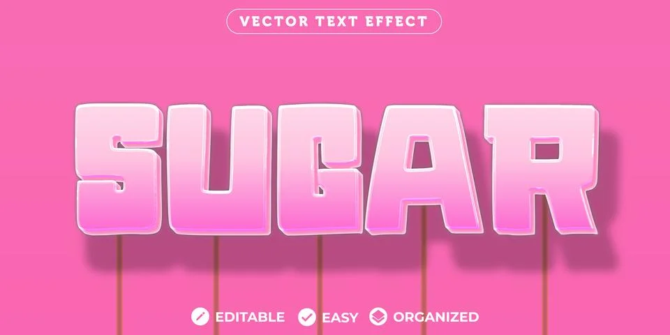 Sugar Text Effect,Fully Editable Font Text Effect Stock Illustration