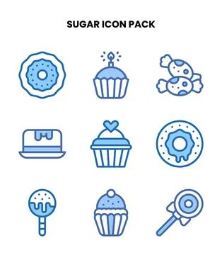 Sugar Two Colour Bundle Icons Pack Stock Illustration