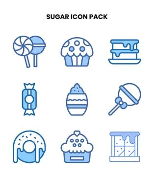 Sugar Two Colour Icons Pack Stock Illustration