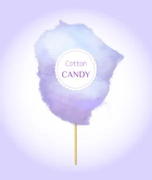 Sugar Wadding on Floss, Cotton Candy Label Vector Stock Illustration