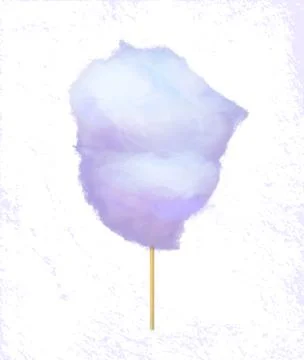 Sugar Wadding on Floss, Cotton Candy Label Vector Stock Illustration