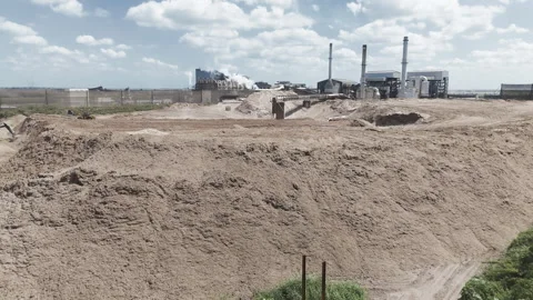 Sugarcane Factory And Cloudscape. Drone View Stock Footage 322023270