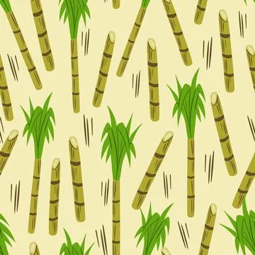 Sugarcane seamless vector pattern design Stock Illustration