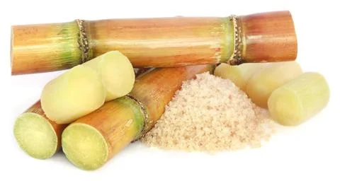 Sugarcane with sugar Stock Photos