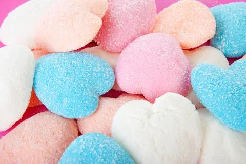 Sugared candy in shape of hearts Stock Photos