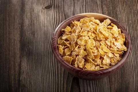 Sugared corn flakes in the bowl. Stock Photos