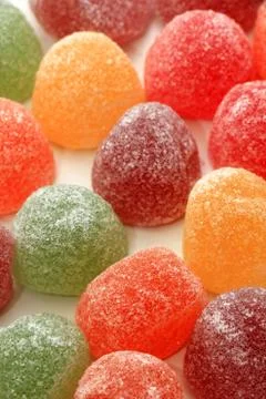 Sugared fruit candy in different shapes, colors and sizes Foto stock