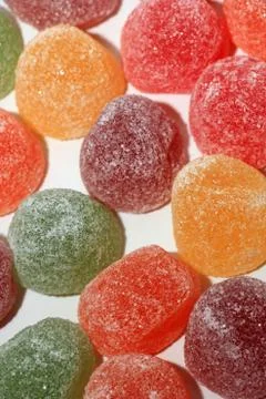 Sugared fruit candy in different shapes, colors and sizes Foto stock