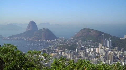 Sugarloaf Mountain And Rio De Janeiro Cityscape From Above Stock Footage 344065718