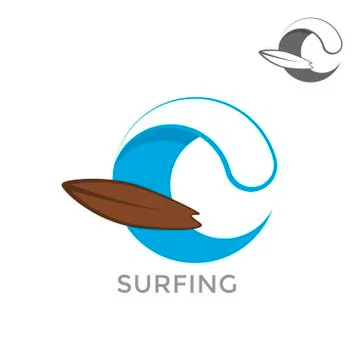 Sugfing logo template on a white background. Sea surf emblem. Stock Illustration