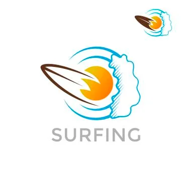 Sugfing logo template on a white background. Sea surf emblem. Stock Illustration