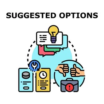 Suggested business options choosing decision making process Stock Illustration