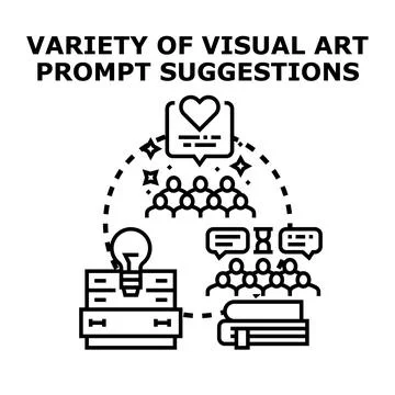 Suggesting creative visual art ideas and prompts Stockillustratie