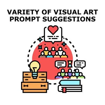 Suggesting creative visual art ideas and prompts Stock Illustration