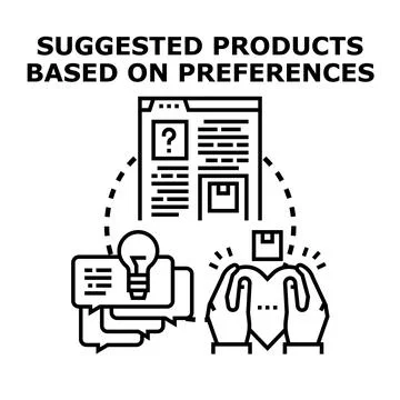 Suggesting products based on customer preferences concept Stock Illustration