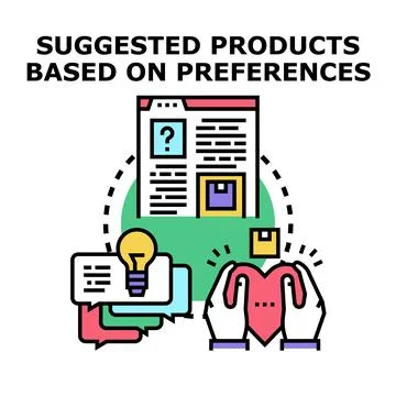 Suggesting products based on customer preferences concept Stock Illustration