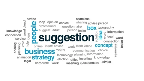 Suggestion animated word cloud. Kinetic typography. Stock Footage 104862722