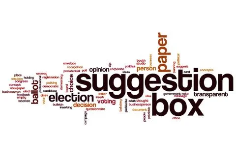 Suggestion box word cloud Illustrazione stock