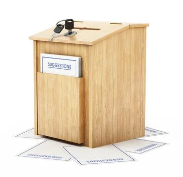 Suggestions box isolated on white background. 3D illustration Stock Illustration