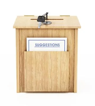 Suggestions box isolated on white background. 3D illustration Stock Illustration
