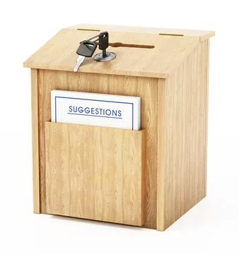 Suggestions box isolated on white background. 3D illustration Stock Illustration