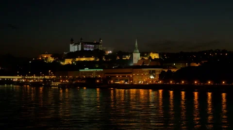 Suggestive night view of bratislava 스톡 동영상 67481456