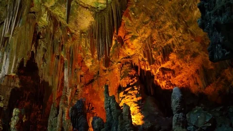 Suggestive view lighting cave- Grotte di Castellana, Italy Video stock 80145707
