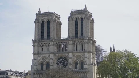 Suggestive view of Notre Dame De Paris After The Fire on April 2019 Video stock 108396140