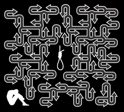 Suicidal thoughts and feelings Stock Illustration