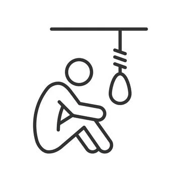 Suicidal thoughts, icon in line design. Suicidal thoughts, self-harm, mental Stock Illustration