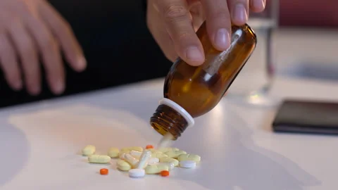 Suicide attempt, pills. Stock Footage 167132728
