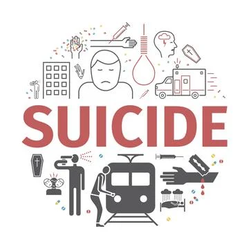Suicide banner. Vector signs for web graphics. Stock Illustration