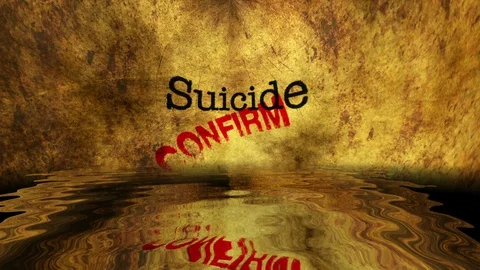 Suicide grunge text reflected in water Stock Footage 129636483