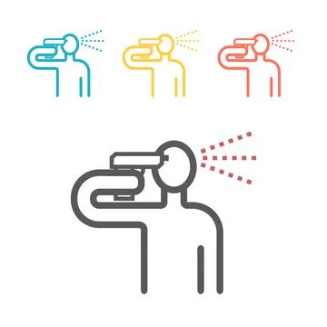 Suicide headshot line icon. Vector signs for web graphics. Stock Illustration