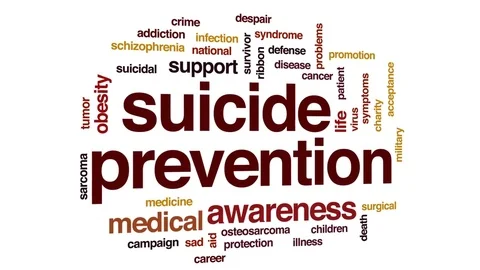 Suicide prevention animated word cloud, ... | Stock Video | Pond5