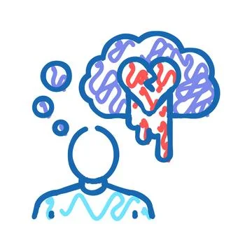 Suicide psychological problems icon doodle illustration Illustrazione stock