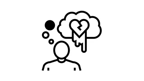 Suicide psychological problems line icon animation Vidéo 157259937