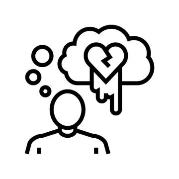 Suicide psychological problems line icon vector illustration Stock Illustration