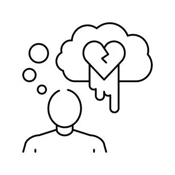 Suicide psychological problems line icon vector illustration Stock Illustration