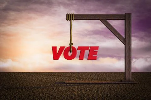 Suicide vote demonstrating protesting elections or angry voter concept. 3D il Stock Illustration