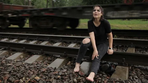 Suicides on the railway Stock Footage 93108393